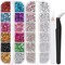 4520 Pieces Two Packs of Flatback Rhinestones Colorful Nail Art Rhinestones Flatback Crystal Colorful+AB+Transparent White Rhinestone with Picker Pencil and Tweezer For Nail Art and Decoration